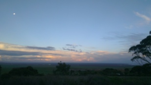 Rising moon from the top of the scarp. View down to the Adelaide plains. The next couple of days are going to be flat!